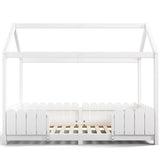 Children's cabin 90x200 cm white in solid wood with safety barriers and slatted box spring (without mattresses)