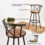 Lot de 6 tabourets de bar industriels pivotants avec dossier en tissu marron - HAILEY 29