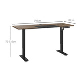 Table de bureau électrique réglable en hauteur 140x70 cm Stehschreibtisch avec moteur, cadre en métal, design nature+noir pour bureau et espace de travail