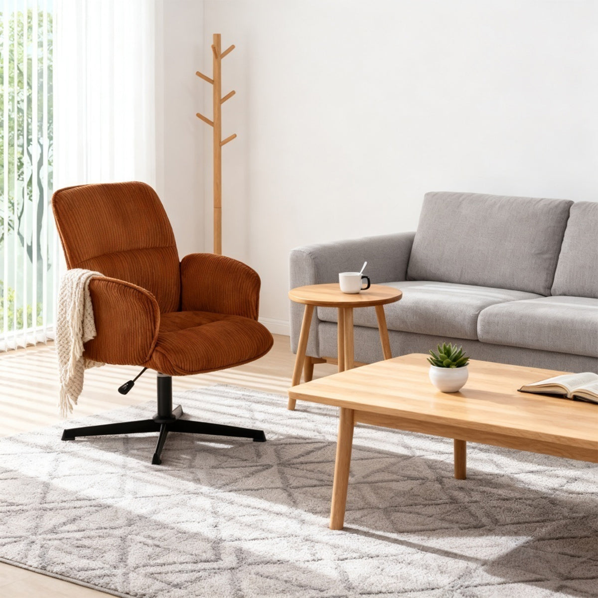 Adjustable Ergonomic Office Armchair Pivoting with fabric armrests white loop - Thomasina
