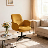 Fauteuil de bureau ergonomique pivotant et réglable avec accoudoirs en velours côtelé jaune - THOMASINA