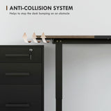 Table de bureau électrique réglable en hauteur 140x70 cm Stehschreibtisch avec moteur, cadre en métal, design nature+noir pour bureau et espace de travail