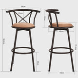 Lot de 6 tabourets de bar industriels pivotants avec dossier en tissu marron - HAILEY 29