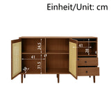 Wooden Buffet Campaign Style With Canning Doors, adjustable shelves and drawers 130 × 75.5 × 40 cm