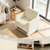 Lounge armchair with armrests in beige corduroy - DOMCO