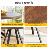 Round Table Table Table Table Timber Ø80 cm with 4 black velvet chairs, modern and comfortable style