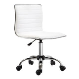 Chaise de bureau sans accoudoirs en cuir blanc réglable en hauteur - 78 à 90 cm