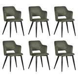 Set of 2 Scandinavian dining rooms with green fabric armrests - Akanji