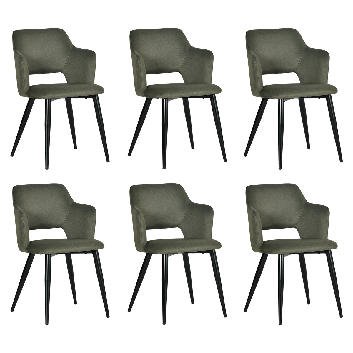 Set of 2 Scandinavian dining rooms with green fabric armrests - Akanji