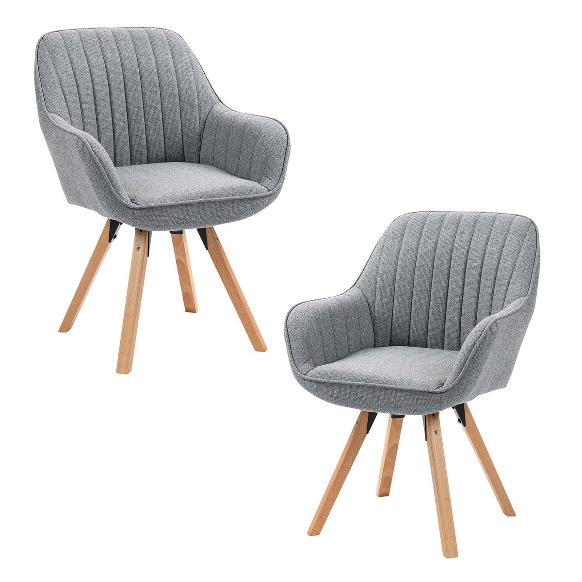 Set aus 2 bequemen Esszimmerstühlen aus grauem Stoff mit 360°-Drehgelenk – CARSON FABRIC GREY 2STK