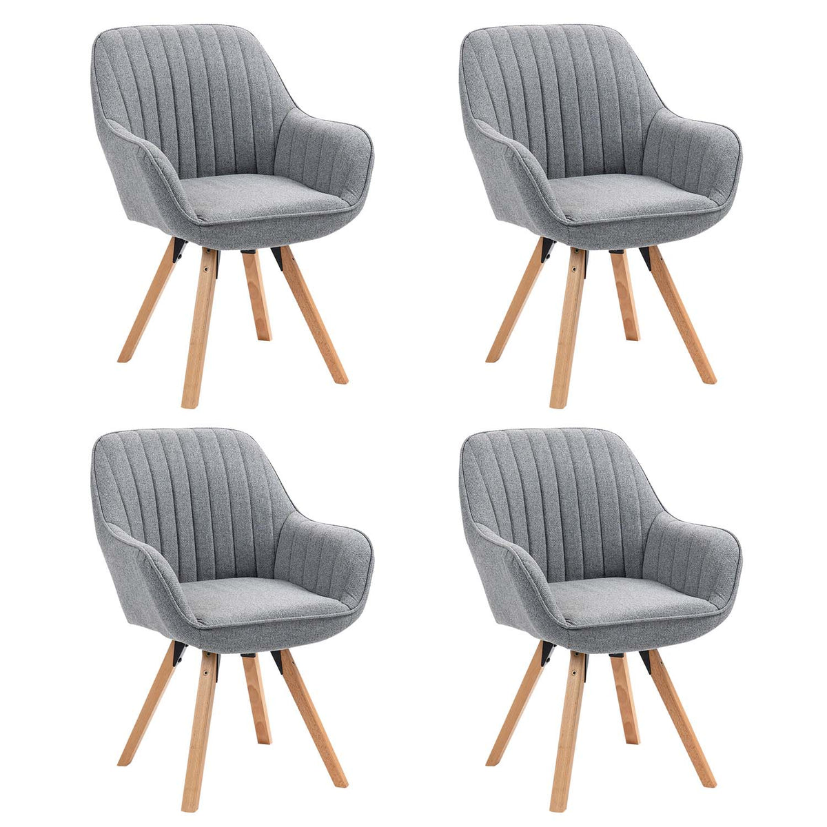 Lot de 4 chaises de salle à manger confortables en tissu gris pivotantes 360° - CARSON FABRIC GREY 4PCS