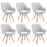 Lot de 6 chaises de salle à manger confortables en tissu beige pivotantes 360° - CARSON FABRIC BEIGE 6PCS