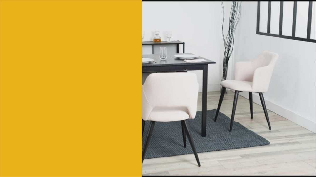Round Table Table Table Table Timber Ø80 cm with 4 black velvet chairs, modern and comfortable style