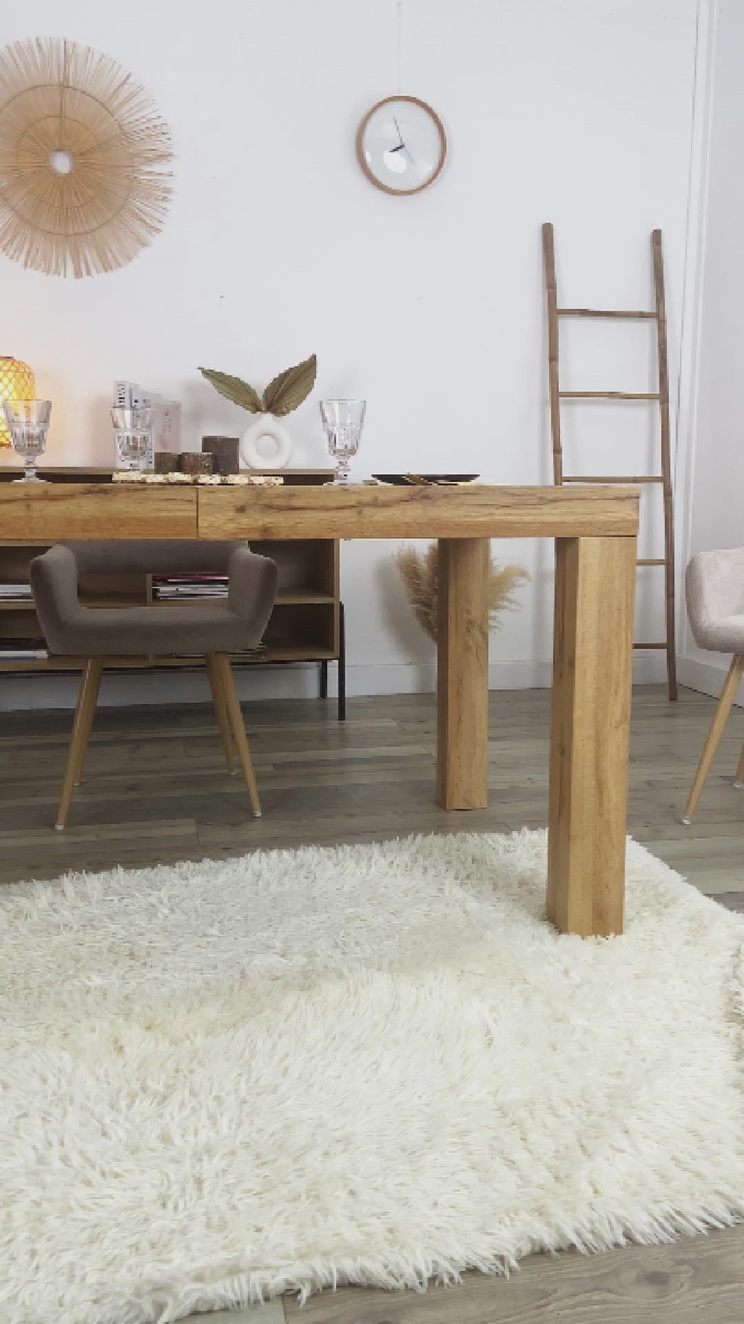 Lot de 6 fauteuils de salle à manger scandinaves avec accoudoirs en tissu beige - CROMWELL