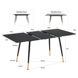 Ensemble de salle à manger comprenant une table extensible et 4 chaises industrielles en suédine