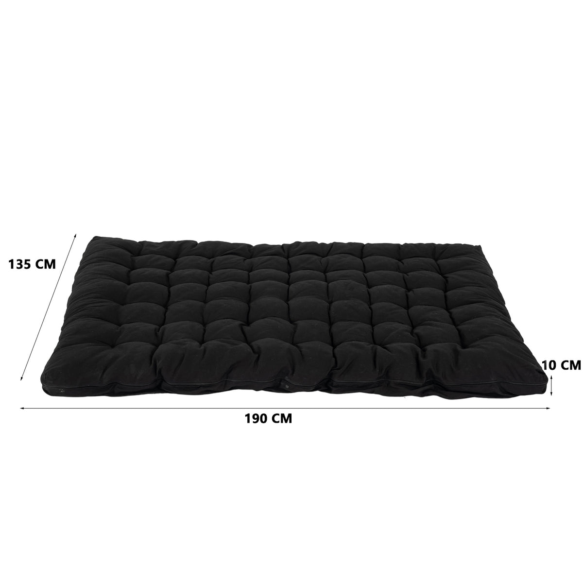 Tragbare faltbare Futonmatratze für 2 Personen, schwarz, 135 x 190 x 10 cm – MICA