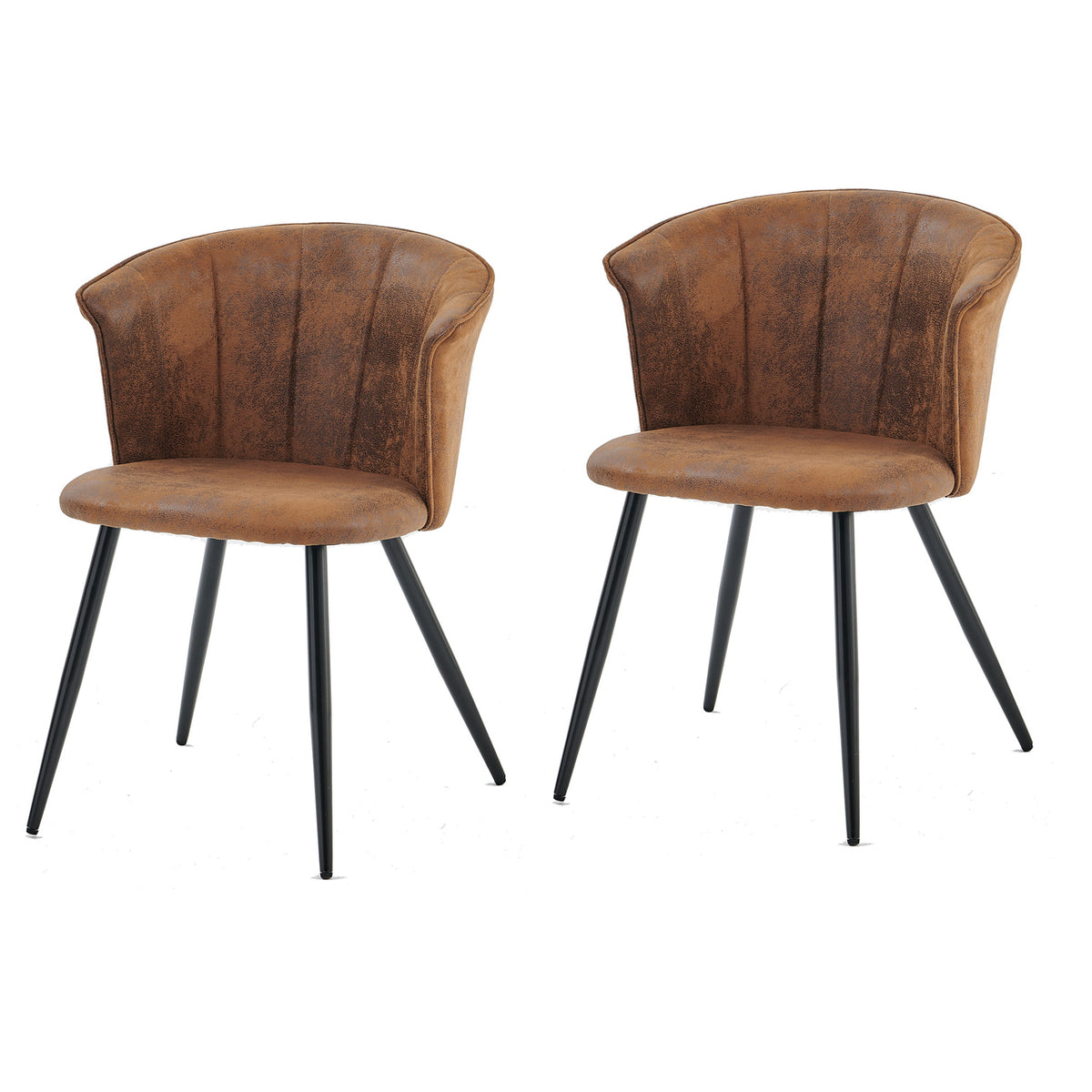Set of 2 industrial dining chairs with suede armrests - Doncic
